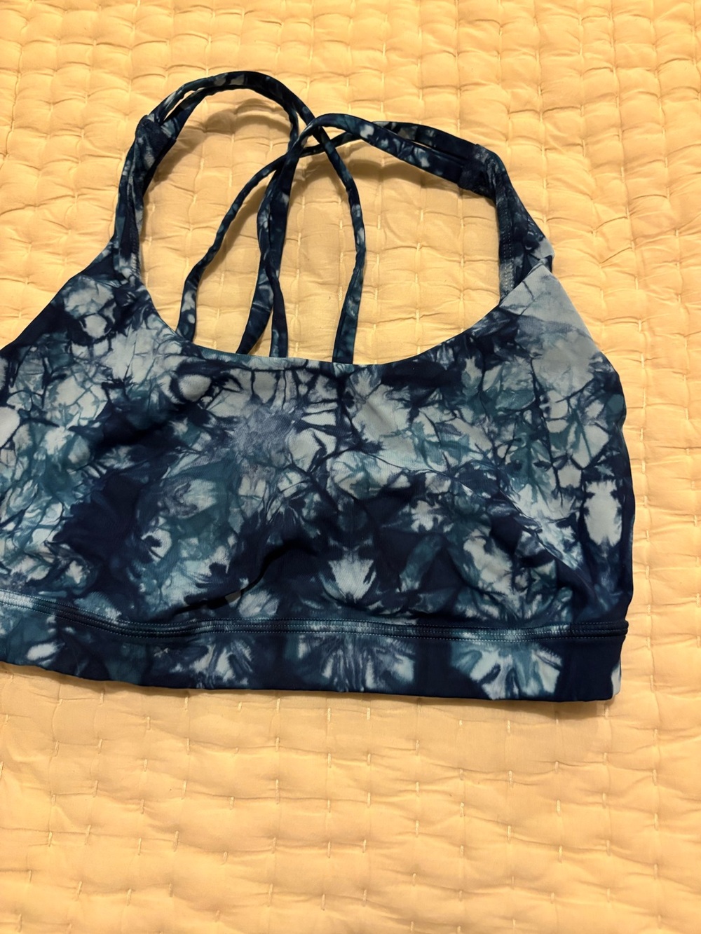 Blue Tie-Dye Strappy Women’s Sports bra